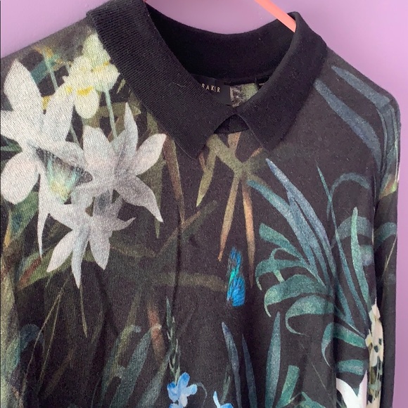 Ted Baker London Larvley Twilight Floral Sweater - Ted Sz 1/ US Sz 2-4 - Picture 5 of 10